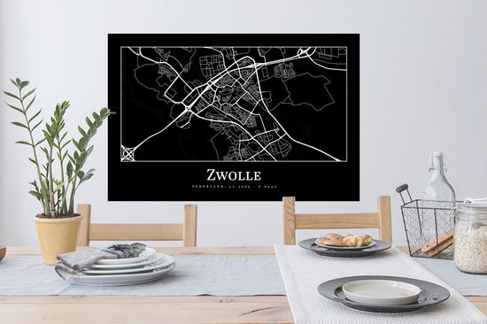 Stickers Stickers muraux - Plan de la ville - Carte - Zwolle - Carte - 90x60 cm - Feuille adhésive