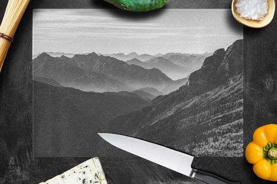 Planche à découper en Verres - 39x28 - Montagnes - Nature - Brouillard - Planches à découper en Glas