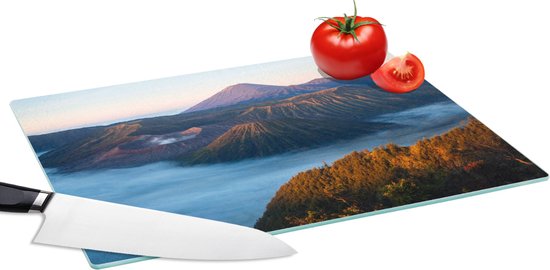 Planche à découper en Verres - 39x28 - Volcan - Nature - Brouillard - Planches à découper en Glas