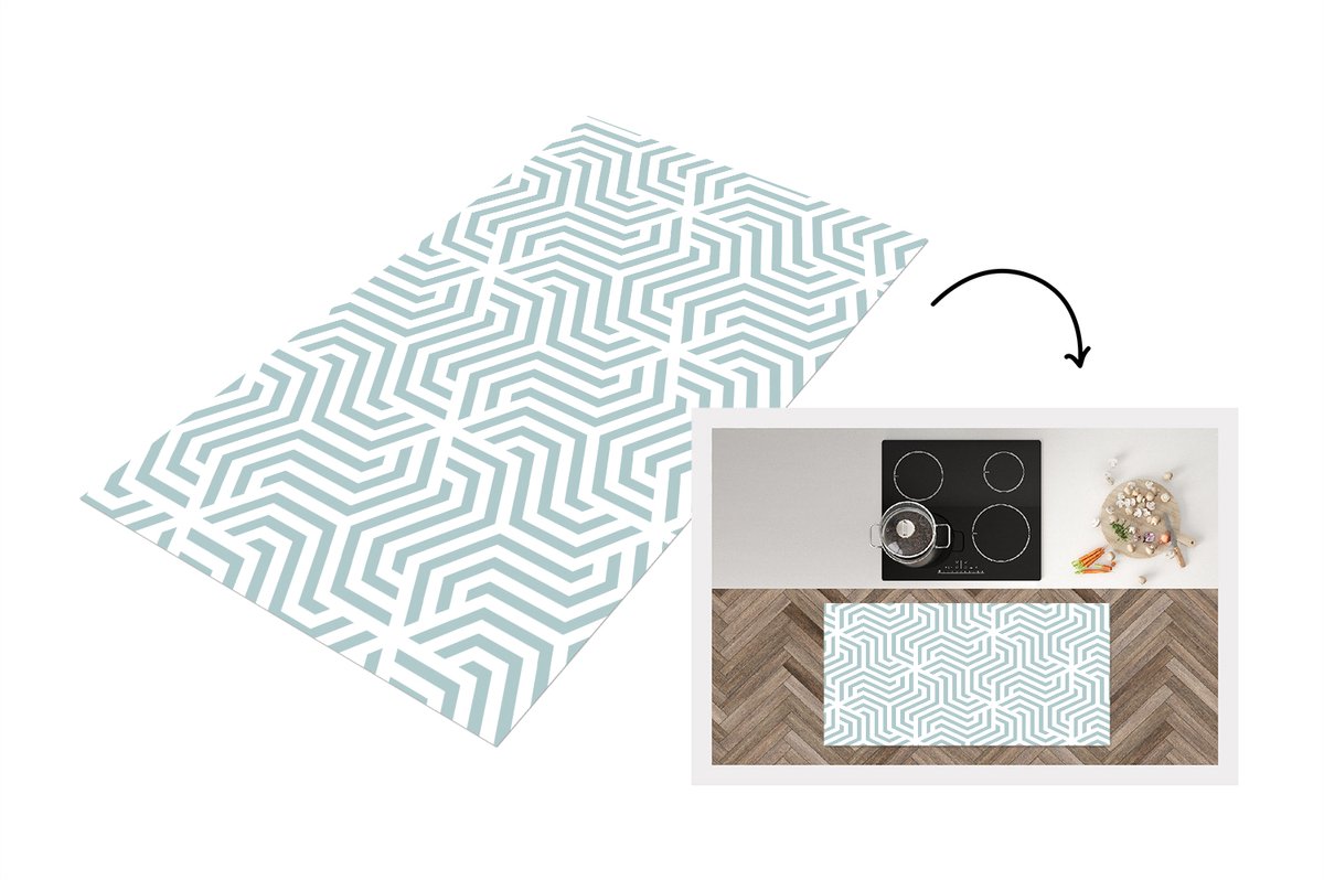KitchenYeah Keukenloper - Loper keuken - Patroon - Lijn - Design - Groen - 120x60 cm - Keukenloper vinyl Multicolor