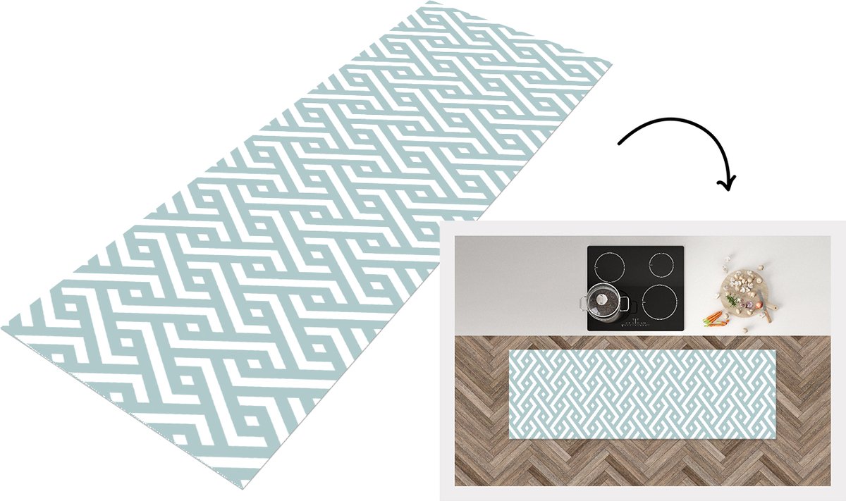 KitchenYeah Keukenloper - Loper keuken - Patronen - Abstract - Geometrie - 180x60 cm - Keukenloper vinyl Multicolor