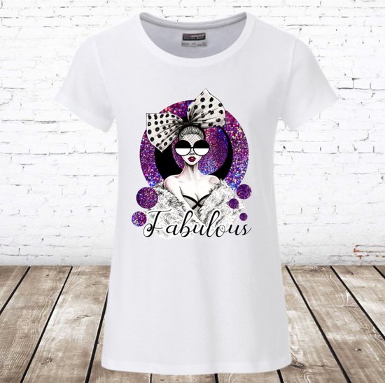 Shirt Fabulous wit -James & Nicholson-146/152-t-shirts meisjes