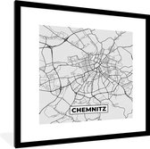 Fotolijst incl. Poster - Kaart - Plattegrond - Stadskaart - Duitsland - Chemnitz - 40x40 cm - Posterlijst