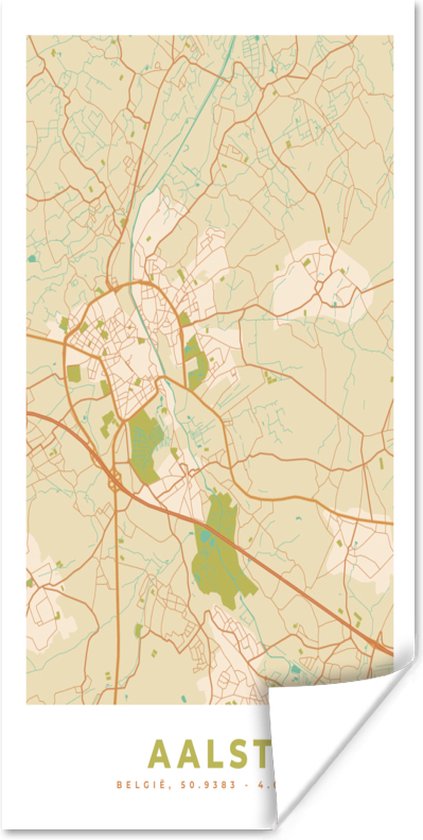 Poster Plattegrond - Vintage - Stadskaart - Aalst - Kaart - 80x160 cm ...