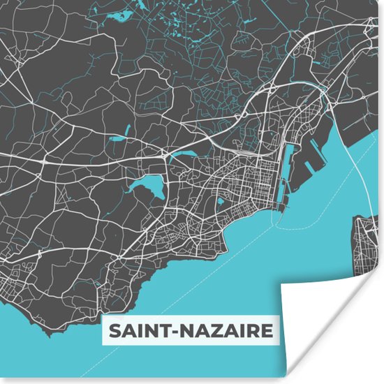 Affiche Plan de ville – France – Carte – Saint-Nazaire – Carte - 75x75 cm