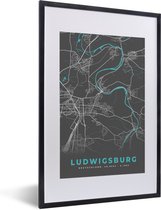 Fotolijst incl. Poster - Stadskaart – Ludwigsburg – Duitsland – Plattegrond – Kaart - 40x60 cm - Posterlijst