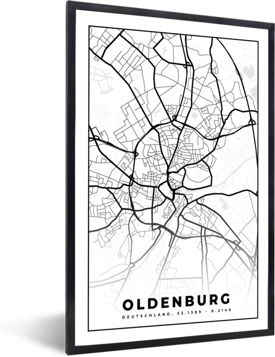 Fotolijst incl. Poster - Kaart - Plattegrond - Stadskaart - Oldenburg ...