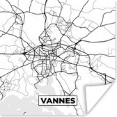 Poster Stadskaart - Plattegrond - Kaart - Frankrijk - Vannes - Zwart wit - 30x30 cm