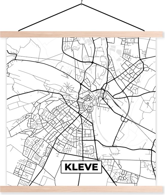 Porte-affiche avec affiche - Affiche scolaire - Plan de la ville - Carte - Kleve - Plan d'étage - 40x40 cm - lattes vierges