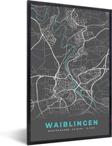 Fotolijst incl. Poster - Duitsland – Blauw – Waiblingen – Stadskaart – Kaart – Plattegrond - 40x60 cm - Posterlijst