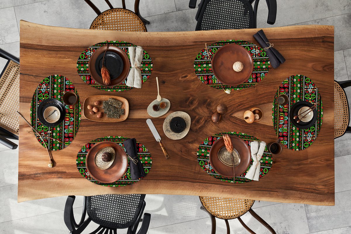 Placemats ovaal - Onderleggers - Ovale placemats - Patronen - Hongaars - Folklore - 6 stuks