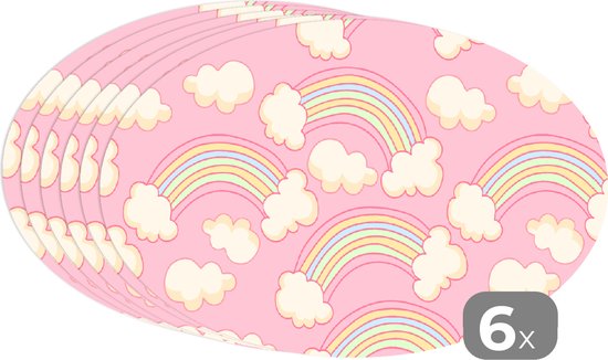 Napperons de table ovales - Sets de table - Sets de table ovales - Arc-en-ciel - Nuages - Motifs - 6 pièces
