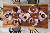 Napperons de table - Sets de table - Napperons coeur - Or - Imprimé marbré - Motif - Violet - 10 pièces