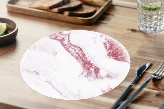 Sets de table ronds - Dessous de verre - Napperons de table ronds - Imprimé marbré - Wit - Glitter - Motifs - 6 pièces