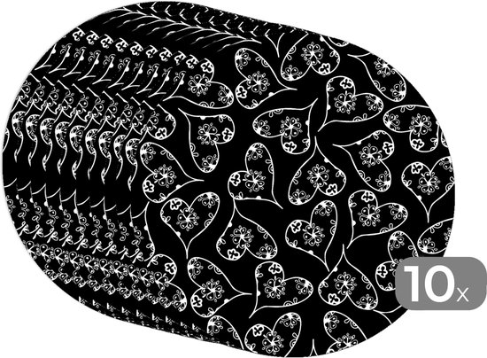 Sets de table ronds - Dessous de verre - Napperons ronds - Filles - Coeur - Fleurs - Motifs - Fille - Kids - Enfants - Enfant - 10 pièces