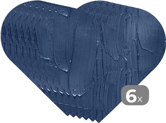Dessous de verre - Napperons - Napperons de table cœur - Peinture - Motifs - Blauw - 6 pièces