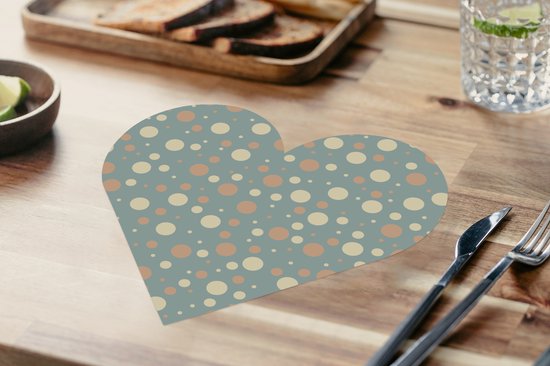 Sous-verres - Napperons - Napperons coeur - Pois - Motif - Grijs - 8 pièces