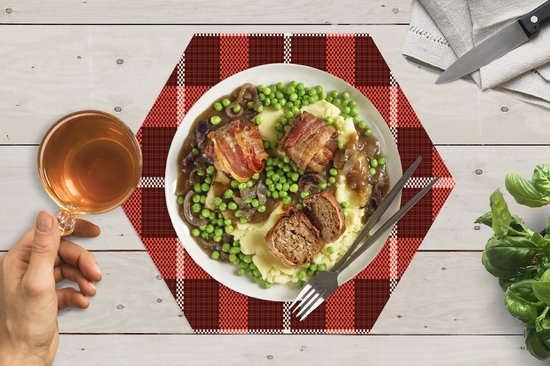 Napperons de table hexagon - Sets de table sets de table - Set de table hexagone - tartan - Plaid - Rouge - Motifs - 6 pièces