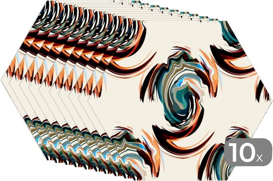 Napperons de table hexagon - Sets de table Sets de table - Set de table hexagone - Motifs - Abstrait - Peinture - 10 pièces