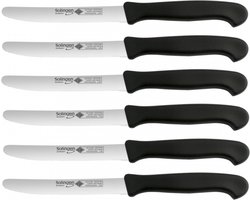 Eikaso Solingen Ontbijtmes Set – Gekarteld RVS Lemmet 11 cm – Zwart Heft – 6 Stuks