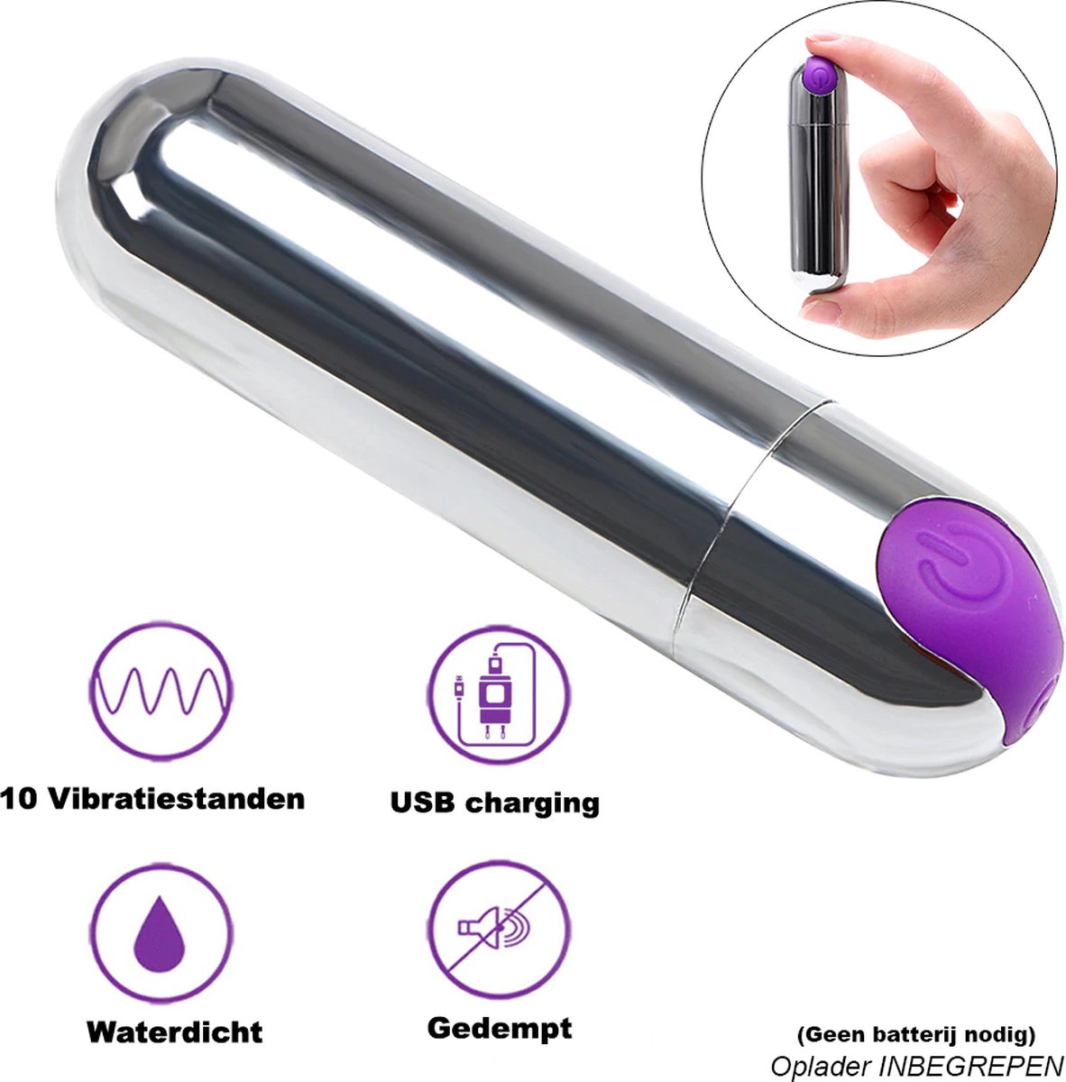 Happy Tears | Intense mini vibrator met Turbo Vibraties voor vrouwen | Dildo | Krachtige vibraties | Massage | Vagina | 10 verschillende vibratiestanden | Ideaal voor bij de sex | Gspot en Clitoris stimulator | Ideaal voor koppels | paars