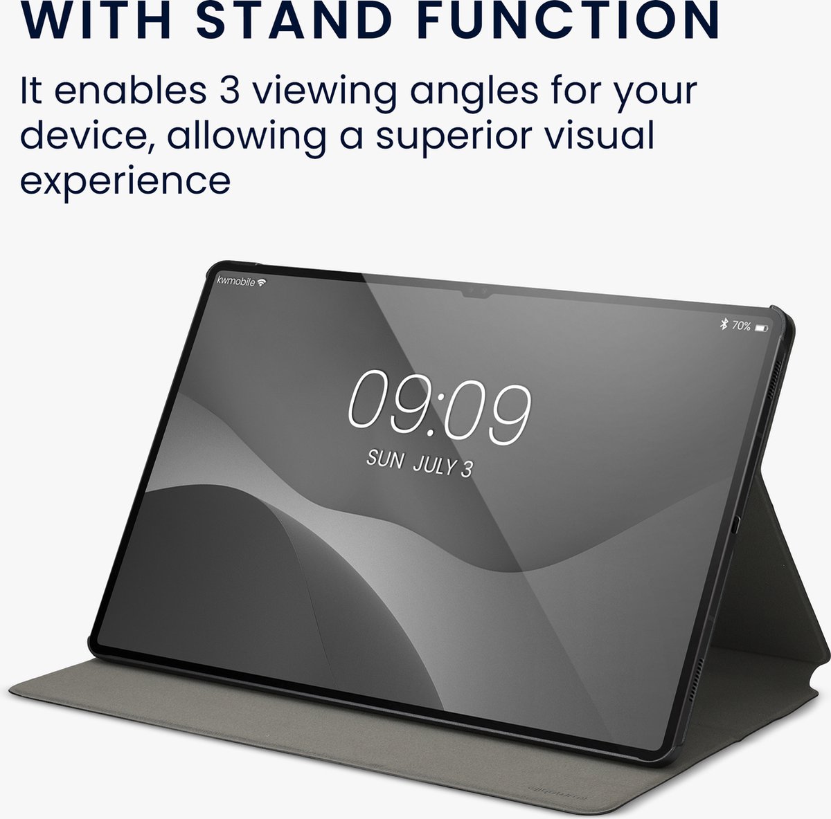 kwmobile hoes voor Samsung Galaxy Tab S8 Plus / S7 Plus / S7 FE - Slanke tablethoes met standaard - Tablet cover in antraciet / zwart