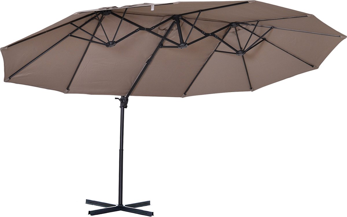 Outsunny Parasol met zwengel dubbele parasol tuinparasol zonwering