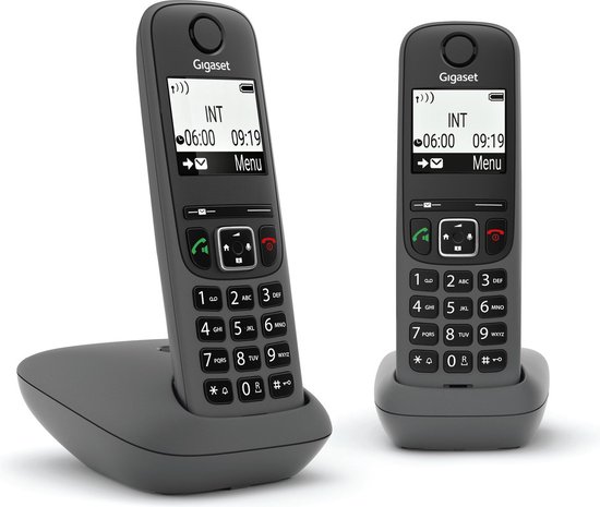 Gigaset AS490 Duo Analoge-/DECT-telefoon Nummerherkenning Zwart | bol