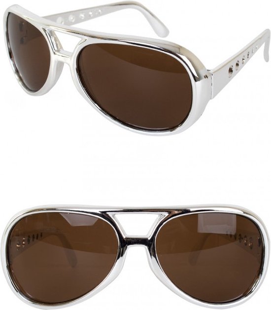 Elvis Presley thema zonnebril - The King - Verkleed brillen - volwassenen - kunststof - zilver