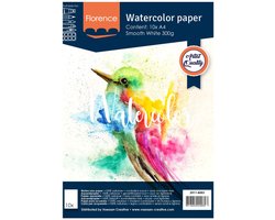 foto van Aquarelpapier - Intense White - A4 - 300 grams - Gladde Structuur - Smooth - Florence - 10 vellen