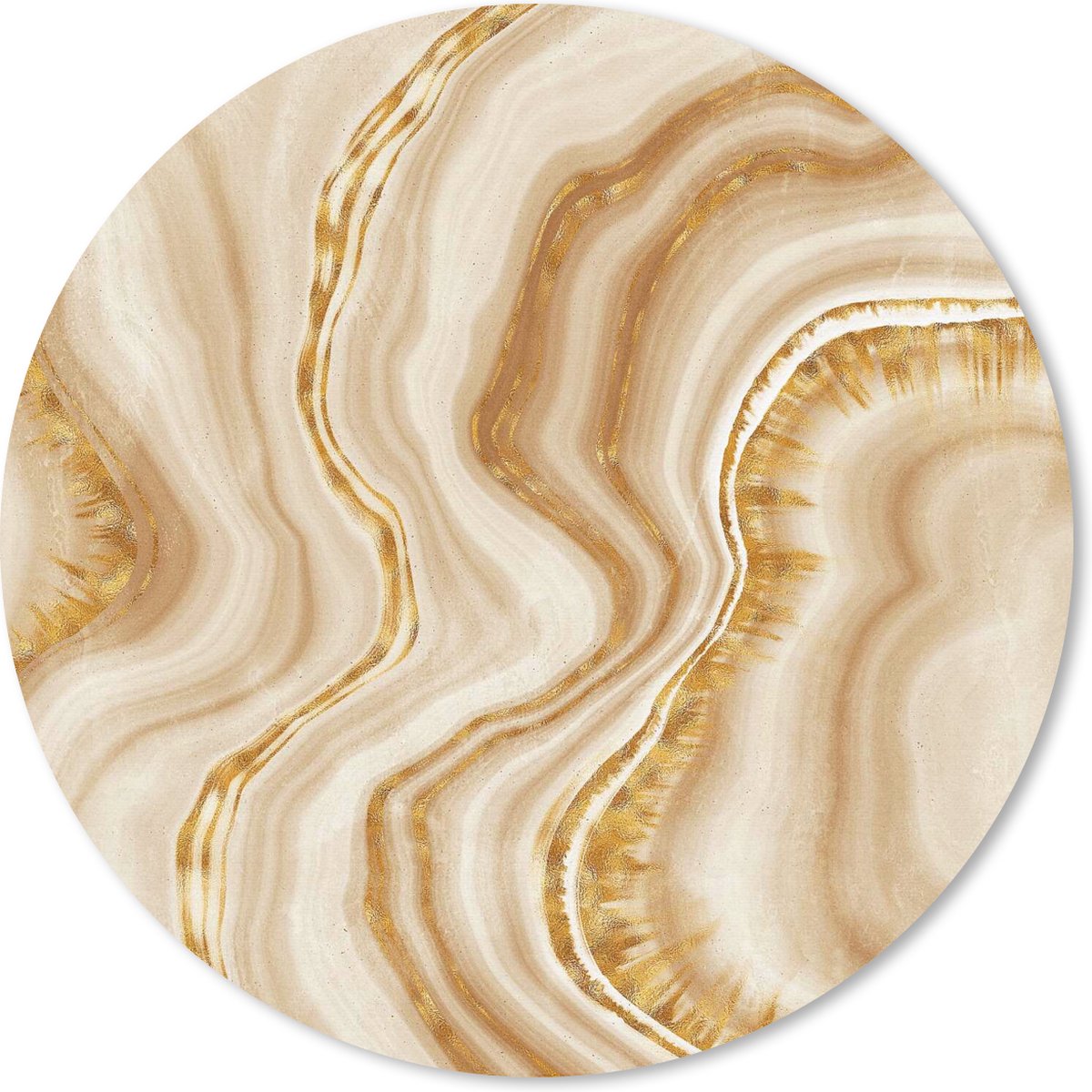 Muismat rond 20x20 cm - Mousepad Marmer - Beige - Lijn - Ronde muismatten