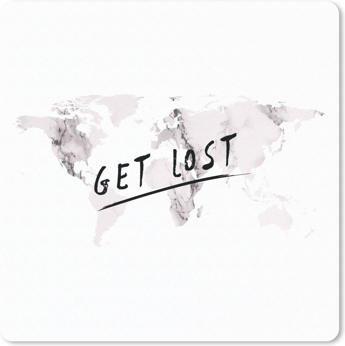 Muismat 30x30 cm - Mousepad Wereldkaart - Marmer print - Quote - Muismatten