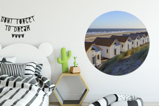 Arrière des maisons de plage Assiette en plastique cercle mural ⌀ 120 cm / Mer et plage - impression photo sur cercle mural / cercle vivant (décoration murale)