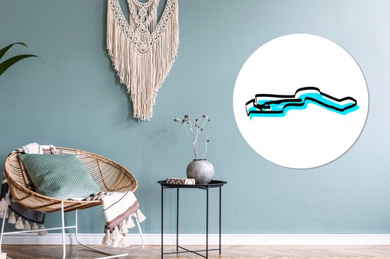 Illustration bleue de la Gambie avec contour noir Assiette en plastique cercle mural ⌀ 90 cm - impression photo sur cercle mural / cercle vivant (décoration murale)