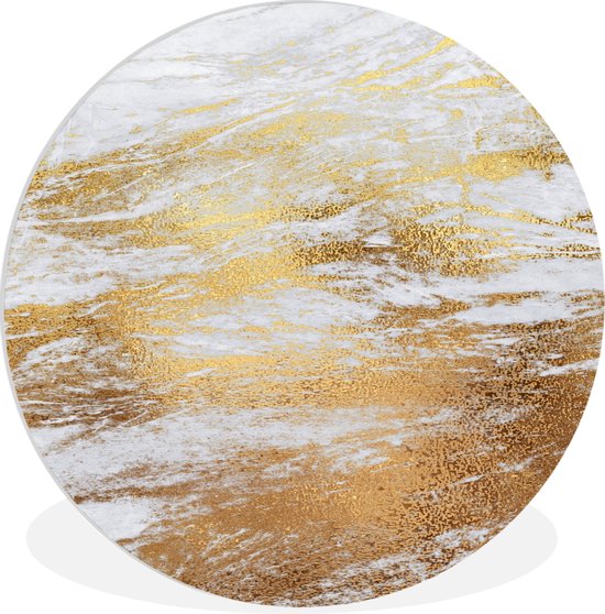 WallCircle - Wandcirkel ⌀ 60 - Marmer - Grijs - Goud - Ronde schilderijen woonkamer - Wandbord rond - Muurdecoratie cirkel - Kamer decoratie binnen - Wanddecoratie muurcirkel - Woonaccessoires