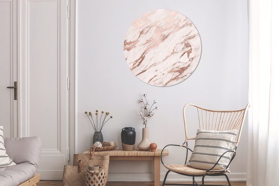 Cercle mural - Plastique - Marbre - Wit - Rose - ⌀ 90 cm