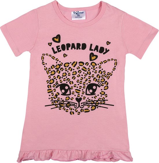 Fun2wear - enfants - filles - grande chemise / chemise de nuit - Lady leopard - Rose shadow - taille 158/164