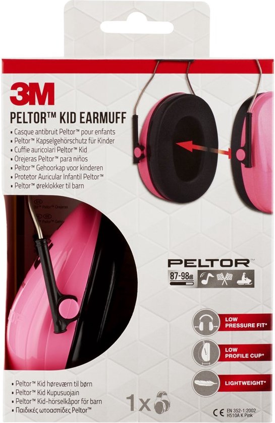 Casque antibruit Peltor™ pour enfants 3M™ H510AK, rose (87-98 dB)