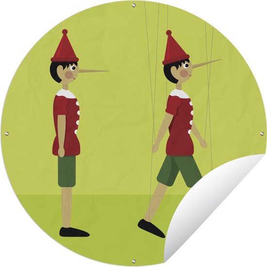 Tuincirkel Een illustratie van Pinokkio - 60x60 cm - Ronde Tuinposter - Buiten