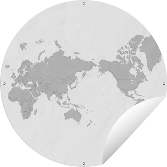 Tuincirkel Wereldkaart met Azië in het midden - 150x150 cm - Ronde Tuinposter - Buiten