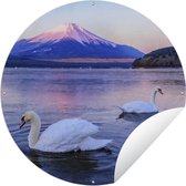Garden Circle Swans - Water - Berg - 120x120 cm - Affiche de Jardin Ronde - Extérieur - XXL