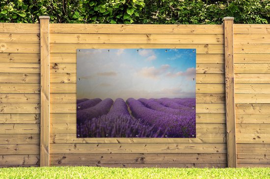 Tableau jardin - Jardin - Lavande - Ciel - Nuages - 160x120 cm - Tableau jardin - Toile jardin - Affiche extérieure