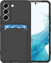 LuxeBass Hoesje geschikt voor Samsung S22+ - Siliconen hoesje - Zwart - Pasjeshouder - telefoonhoes - gsm hoes - gsm hoesjes