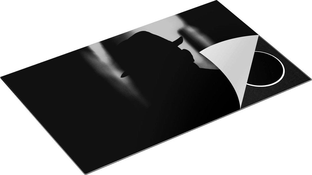Chefcare Inductie Beschermer Silhouet van een Man met een Hoed - Zwart Wit - 85x55 cm - Afdekplaat Inductie - Kookplaat Beschermer - Inductie Mat