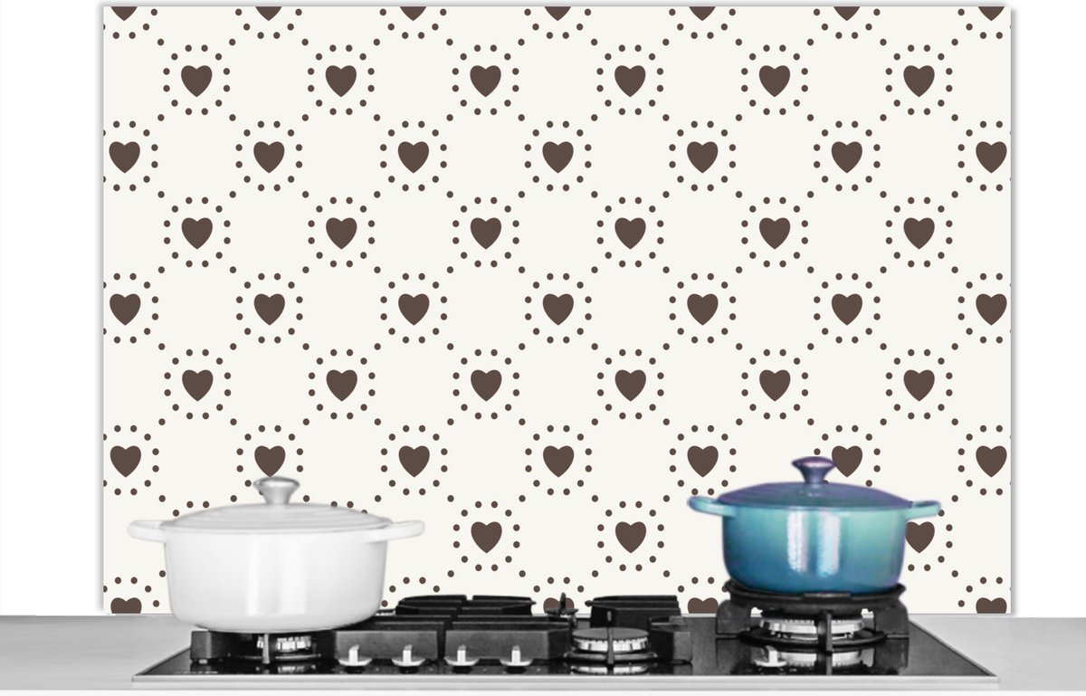Spatscherm - Design - Patronen - Hart - Stippen - Spatwand - 120x80 cm - Achterwand keuken