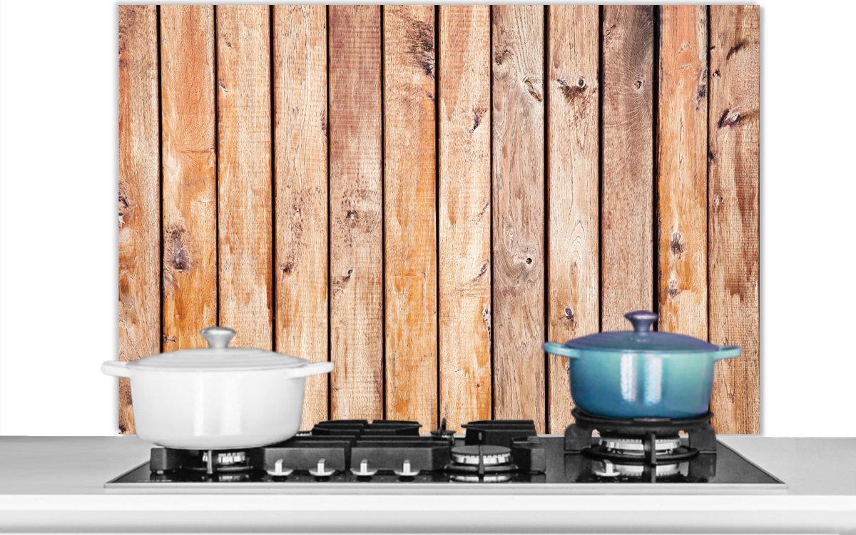 Spatscherm keuken - Wanddecoratie - OSB - Hout - Plank - Keuken - Spatwand - 100x65 cm