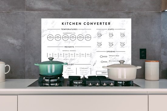 Spatscherm keuken 90x60 cm - Kookplaat achterwand Keuken - Handleiding - Marmer print - Muurbeschermer - Spatwand fornuis - Hoogwaardig aluminium