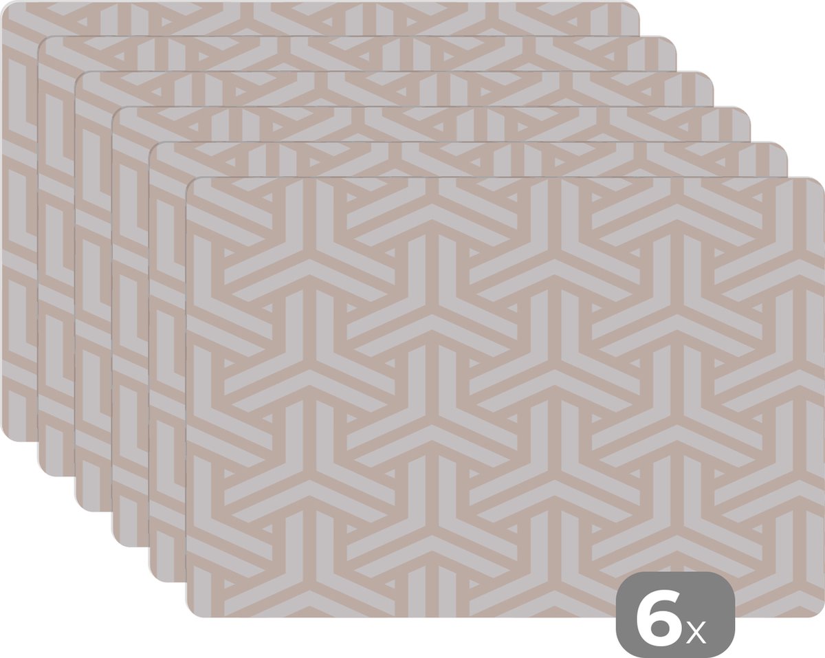 Onderlegger - Placemat - Design - Keuken - Lijn - Driehoek - Beige - 45x30 cm - Placemats - 6 stuks