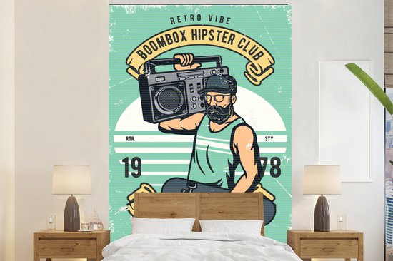 Papier peint - Papier peint photo Radio - Skateboard - Rétro - Largeur 180 cm x Hauteur 280 cm