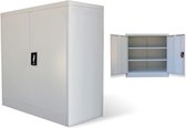 vidaXL - Kantoorkast - met - 2 - deuren - 90 - cm - staal - grijs